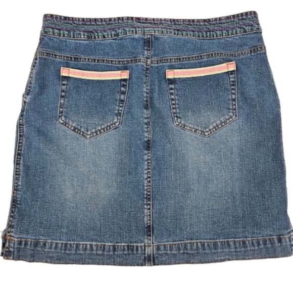 Lilly Pulitzer Denim Mini Skirt Multicolor Stitching Pocket Trim Vtg Y2K - Picture 1 of 4
